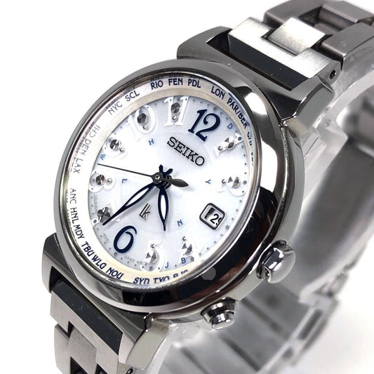 【美品】SEIKO セイコー/ルキア ラッキーパスポート 1B25-0AA0/ソーラークォーツ/ステンレス/シルバー
