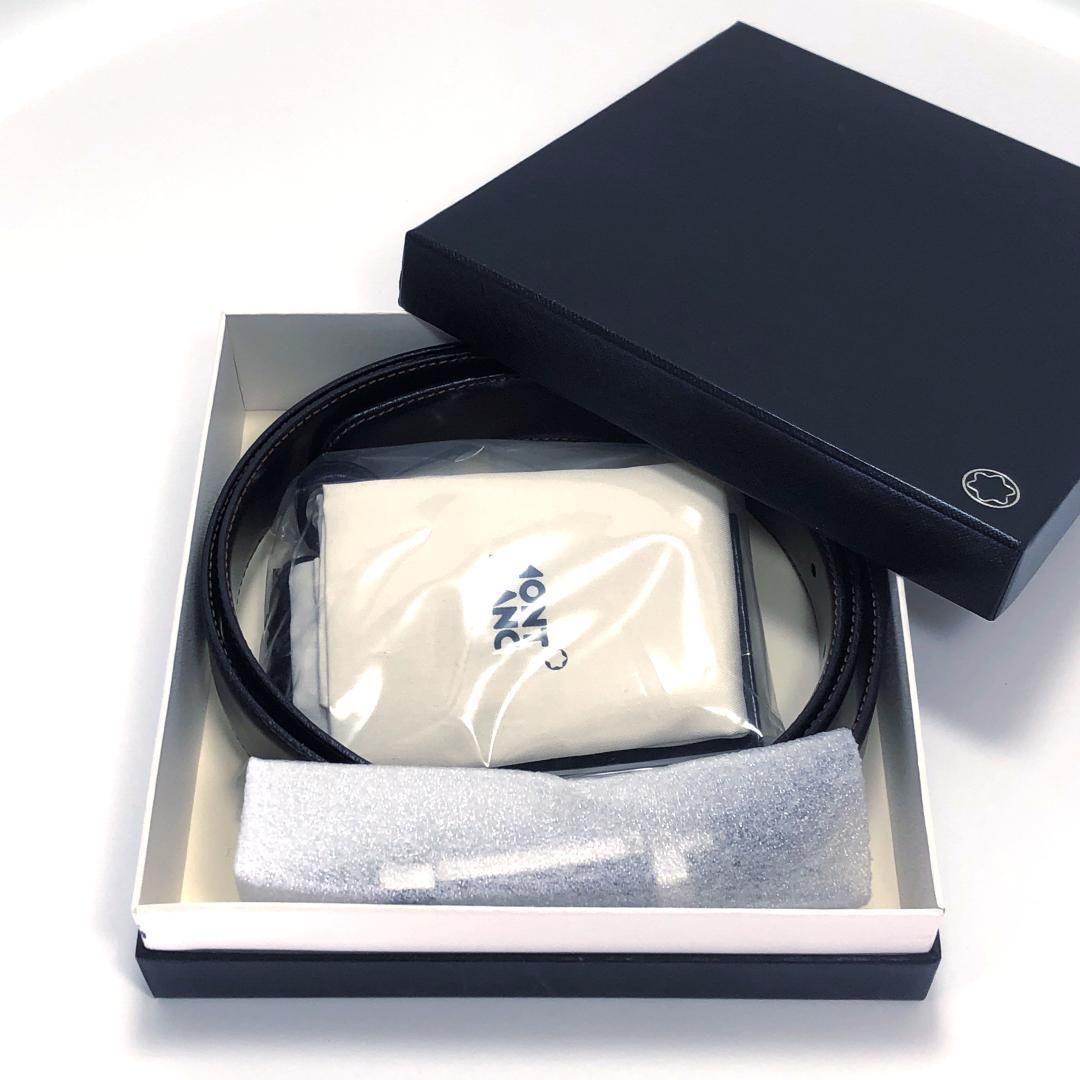 【美品・ケース付き】Montblanc モンブラン/コンテンポラリーライン スターウォーカー ベルト/レザー・メタル/ブラック・シルバー