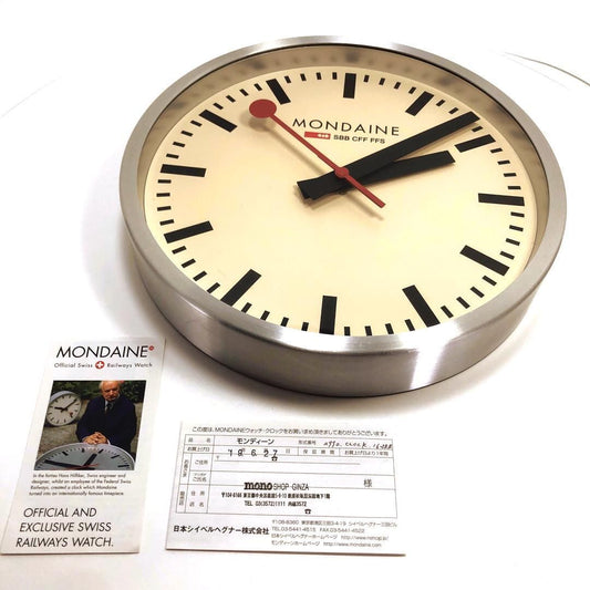 モンディーン/ウォールクロック A990.CLOCK.16SBB/クォーツ/シルバー・クリーム