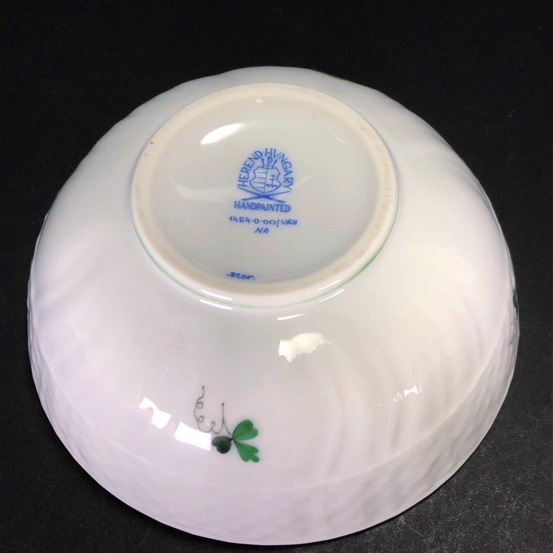 HEREND ヘレンド/ウィーンの薔薇 ティーポット&ティーストレーナー&ボウル 3点セット/花・フローラル/陶器/ホワイト・グリーン