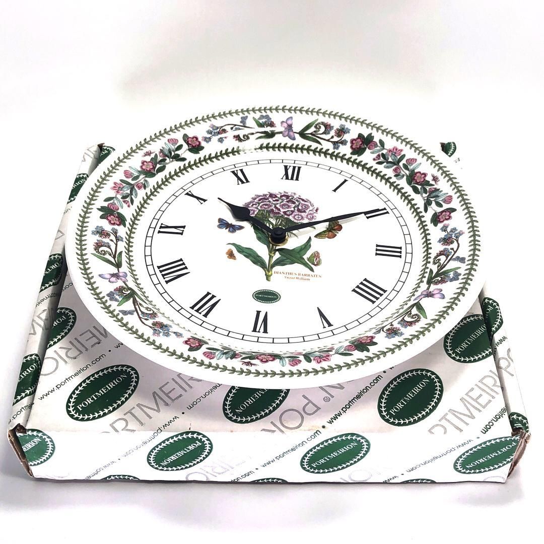 【美品】Portmeirion ポートメリオン/バリエーション ボタニカル ウォールクロック 掛け時計/クォーツ/陶器/ホワイト