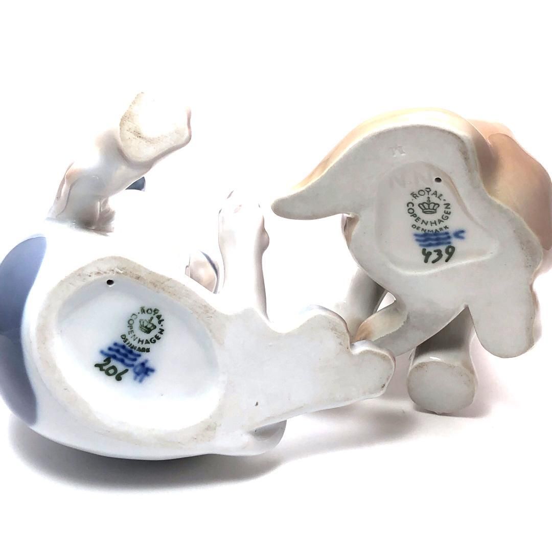 【美品】Royal Copenhagen ロイヤルコペンハーゲン/子犬 フィギュリン 2点/陶器/マルチカラー