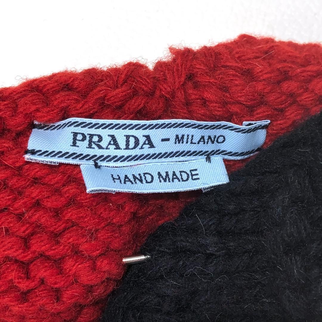 【美品】PRADA プラダ/ハートモチーフ ピンブローチ コサージュ/ウール・メタル/レッド ブラック