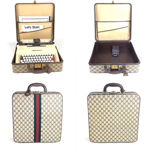 【希少】GUCCI グッチ/Olivetti オリベッティ/タイプライター専用ケース & タイプライター LETTERA 35 セット/ブラウン・クリーム