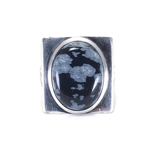 【美品】ルイヴィトン/シェバリエール スノーフロー リング 指輪 M64903/15号/SV925/シルバー・ブラック