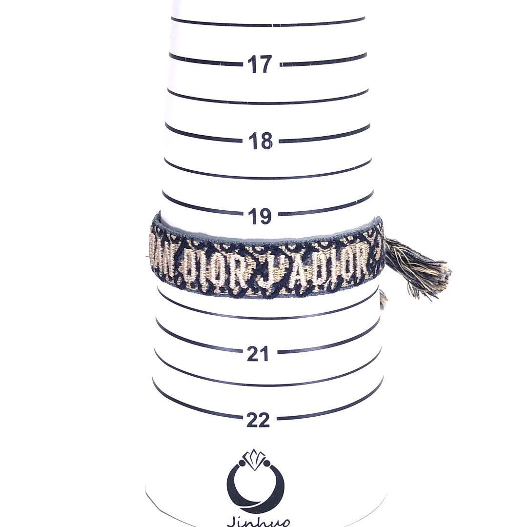 【美品・箱付き】Christian Dior クリスチャンディオール/オブリーク ミサンガ ブレスレット/ファブリック/ブラック・ホワイト