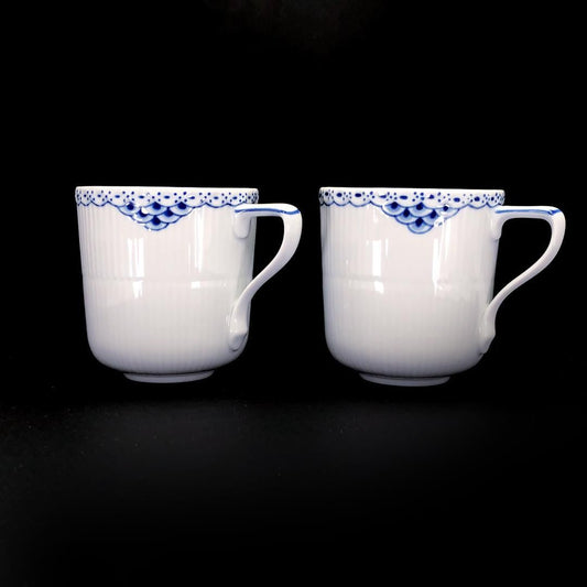 【美品】Royal Copenhagen ロイヤルコペンハーゲン/プリンセスブルー ペア マグカップ/陶器/ホワイト・ブルー