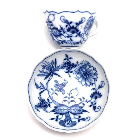 【美品・箱付】meissen マイセン/ブルーオニオン デミタス カップ&ソーサー/陶器/フォアイト・ブルー