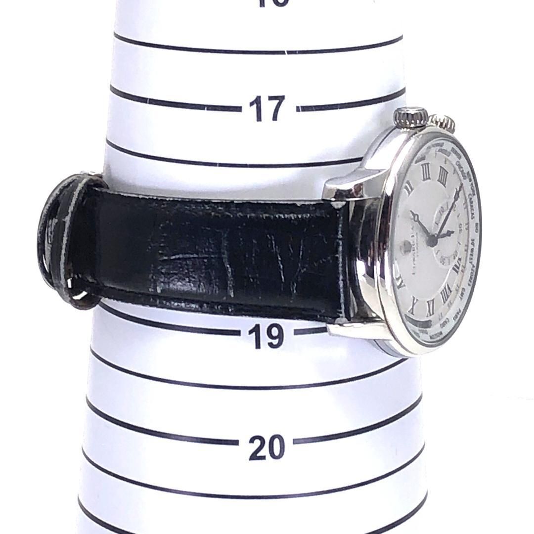 【美品】エドワードイースト/ワールドタイマー EDW1960G18/クォーツ/特徴/ステンレス・レザー/シルバー・ブラック