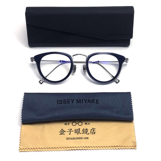 【美品・ケース付き】ISSEY MIYAKE 金子眼鏡 コラボ/メンズ 眼鏡 46□24-145/メタル・アセテート/シルバー・ブラック