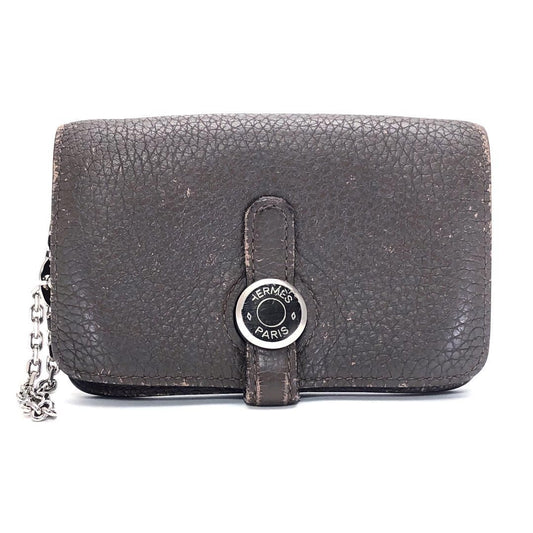 HERMES エルメス/ドゴン チェーン カードケース キーケース/レザー/トープ グレージュ