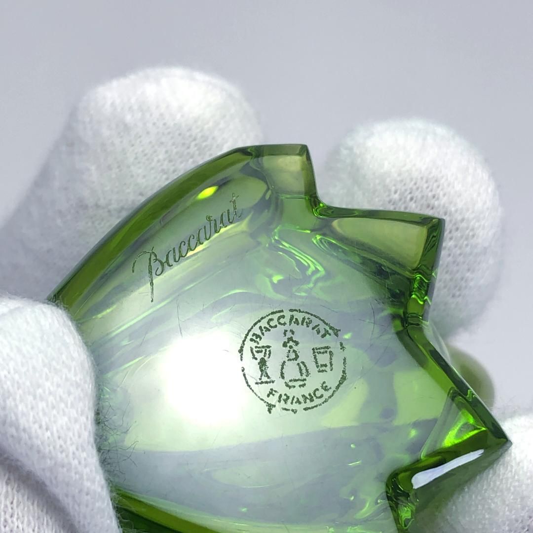 【美品】Baccarat バカラ/カエル ペーパーウェイト オーナメント/クリスタルグラス/グリーン/BC511
