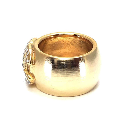 【美品】CHANEL シャネル/ココマーク ラインストーン リング/約13号/ラインストーン・GP/ゴールド