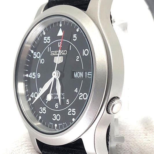 【美品】SEIKO セイコー/セイコー5 ミリタリー 7S26-02J0/自動巻き/ステンレス・キャンバス/シルバー・ブラック