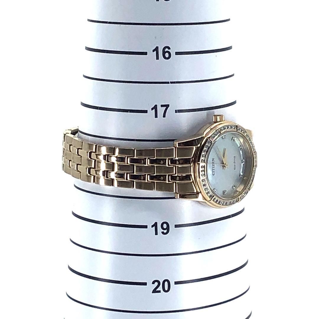 【日本未発売・美品】シチズン/スワロフスキー E031-R011901/ソーラークォーツ/GP・スワロフスキー・シェル文字盤/ゴールド