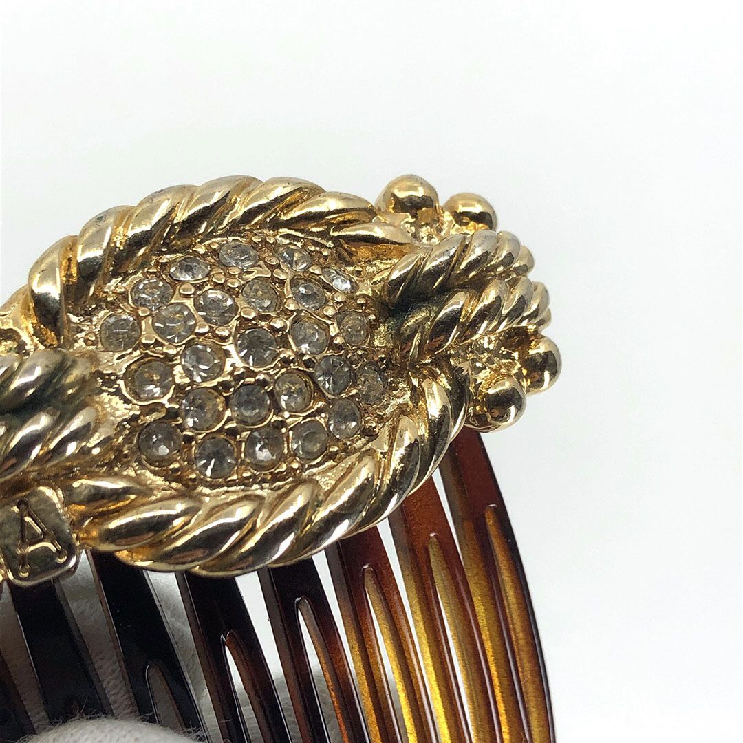 ALEXANDRE DE PARIS アレクサンドルドゥパリ/ヘアアクセサリー ヘアコーム かんざし 小/ラインストーン べっ甲調/ブラウン ゴールド/AP01