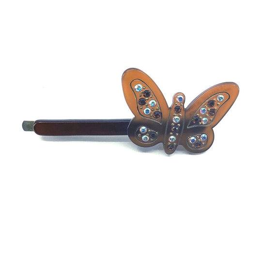 ALEXANDRE DE PARIS アレクサンドルドゥパリ/ヘアアクセサリー ヘアクリップ バタフライ 蝶/カラー ラインストーン/ブラウン ゴールド/AP03