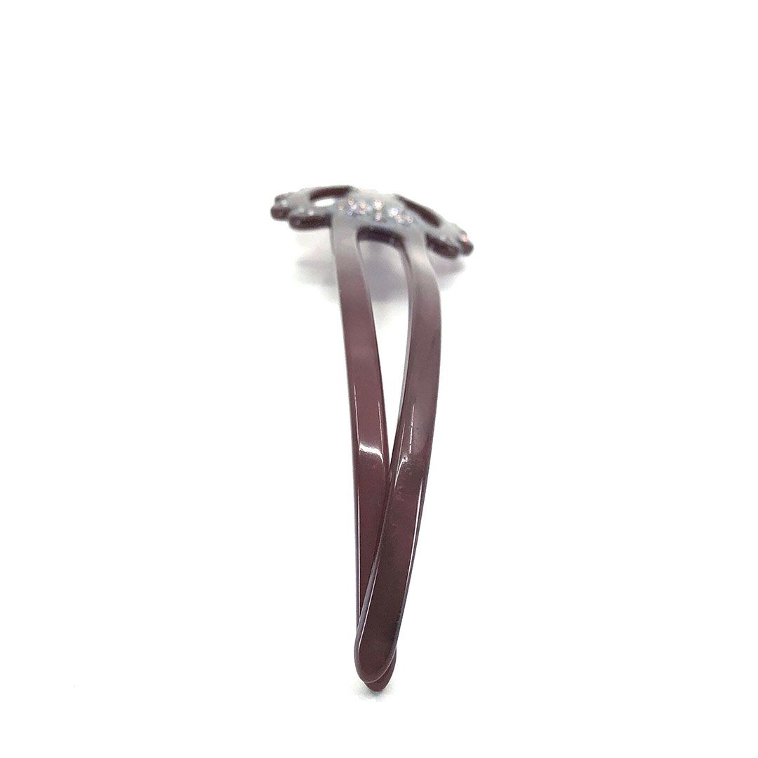 ALEXANDRE DE PARIS アレクサンドルドゥパリ/ヘアアクセサリー ヘアコーム かんざし フラワー 花/カラー ラインストーン/ブラウン パープル/AP05