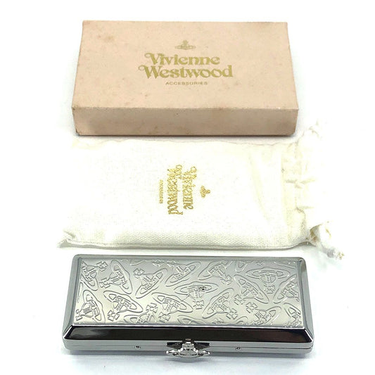 【箱・保管袋付き】Vivienne Westwood ヴィヴィアンウエストウッド/シガー シガレット ケース オーブ柄/ステンレス/シルバー