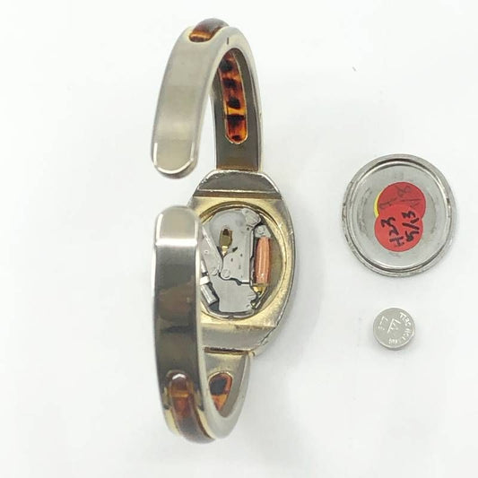 【電池交換済み】Fast ファスト/レディース バングルウォッチ/クォーツ/アセテート・ステンレス/ブラウン・ゴールド