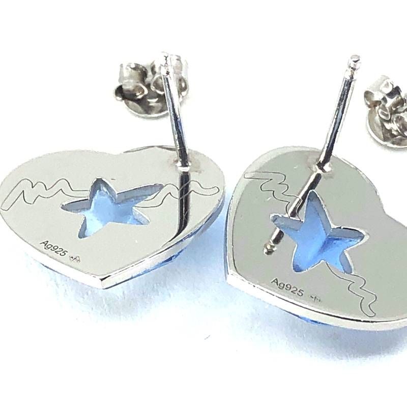 【美品・箱・保管袋付き】Baccarat バカラ/エトワール・ドゥ・モンクール コレクション スタッドピアス PVM/クリスタルグラス・SV925/ライトブルー・シルバー/BC558