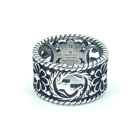 【美品】GUCCI グッチ/インターロッキングG フラワー リング 指輪/SV925/13号/シルバー