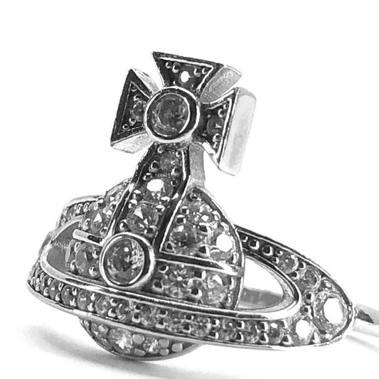 【美品】Vivienne Westwood ヴィヴィアンウエストウッド/オーブモチーフ ラインストーン リング 指輪/SV925/10号/シルバー