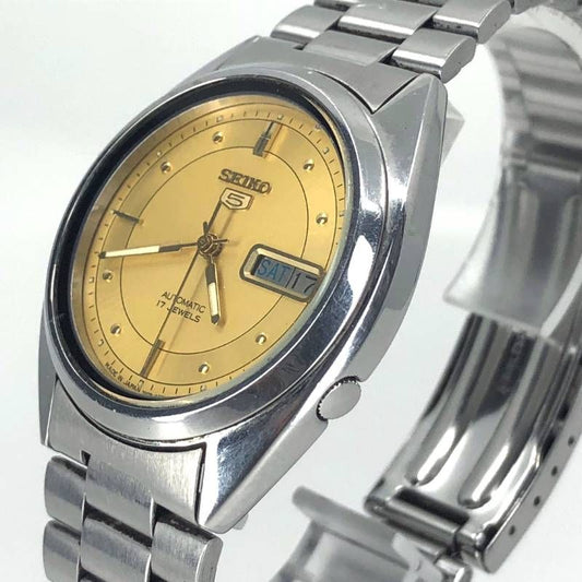 【美品】SEIKO セイコー/セイコー5 7009-3041/自動巻き/ステンレス/シルバー・イエローゴールド