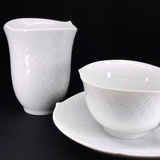 【美品】MEISSEN マイセン/波の戯れ カップ&ソーサー・タンブラー/陶器/ホワイト