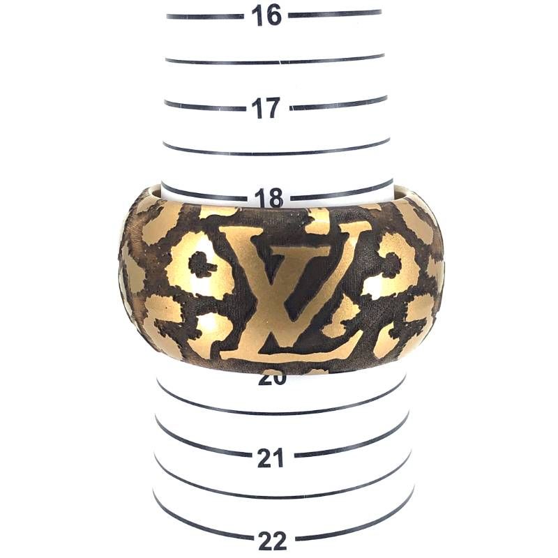 【美品】LOUIS VUITTON ルイヴィトン/ブラスレ レオモノグラム バングル ゴールド M65929/レジン/ブラウン・ゴールド