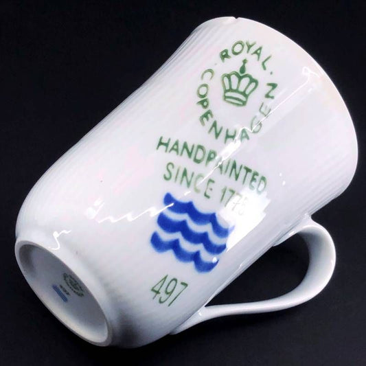 【訳あり・売り切り】Royal Copenhagen ロイヤルコペンハーゲン/フルーテッド シグネチャー マグカップ/陶器/ホワイト・ブルー