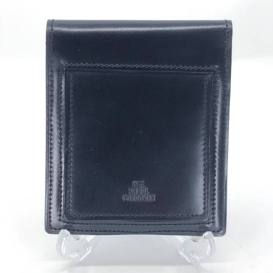 【美品】OIL SHELL CORDOVAN オイルシェルコードバン/コードバンレザー 二つ折り 財布 コンパクト ウォレット/レザー/ブラック・ブラウン