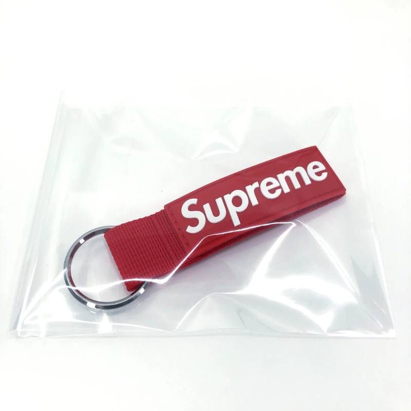 【未使用】SUPREME シュプリーム/23SS ウェビング キーチェーン/ラバーパッチ ボックスロゴ/レッド・シルバー