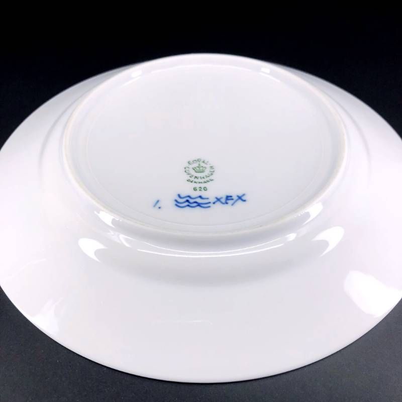 【美品】Royal Copenhagen ロイヤルコペンハーゲン/ブルーフルーテッド プレイン ペア プレート 皿 2枚 セット/19.5cm/陶器/ホワイト・ブルー/M03049