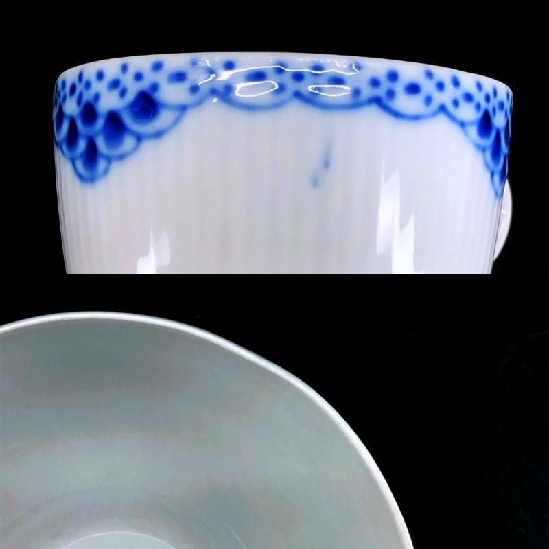 【美品・3点セット】Royal Copenhagen ロイヤルコペンハーゲン/カップ&ソーサー アソート 3点セット/陶器/ホワイト・ブルー