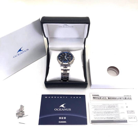【美品・ケース・コマ付】CASIO カシオ/オシアナスマンタ OCW-S5000-1AJF/ソーラークォーツ/チタン/シルバー・ブラック・ブルー