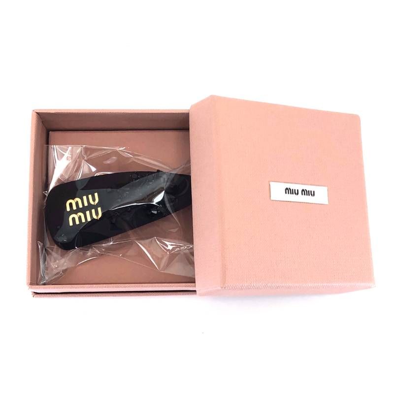 【美品・箱付き】MIU MIU ミュウミュウ/5IF092 ヘアクリップ RASO RICAMO NERO/ブラック・ゴールド