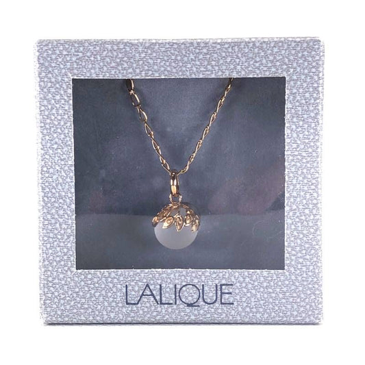 【美品・箱付き】Lalique ラリック/クリスタル ネックレス/グラス・GP/乳白色・ゴールド