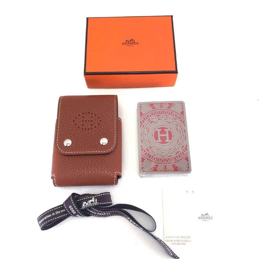 【 希少・美品】HERMES エルメス/エヴリン レザー トランプケース トランプ付/レザー/ブラウン