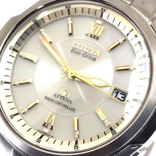 【美品】CITIZEN シチズン/アテッサ エコドライブ H410-T005888/ソーラークォーツ/チタン/シルバー・ホワイト