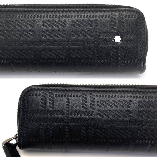 【美品】MONTBLANC モンブラン/ペンケース ペンポーチ/レザー/ブラック