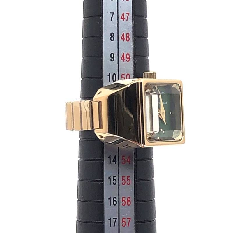 【美品・数量限定】STAR JEWELRY スタージュエリー/TIME FOR PEACE リングウォッチ/12号/自動巻/ステンレス・YGコーティング/グリーン・ゴールド