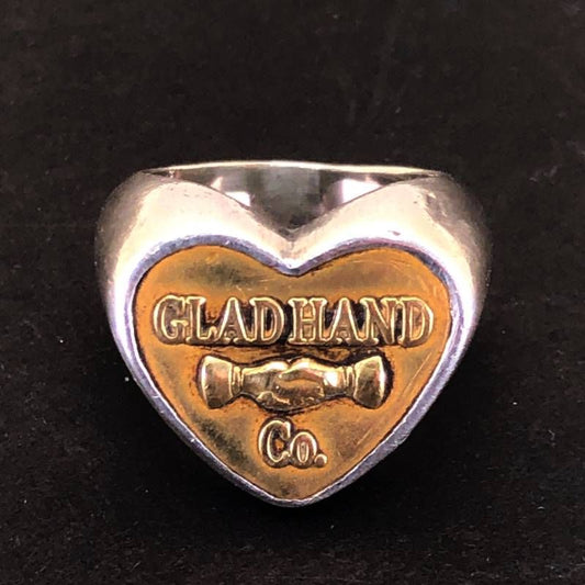 GLAD HAND グラッドハンド/ハートモチーフ ボタン リング 指輪/約11号/SV925/シルバー・ゴールド