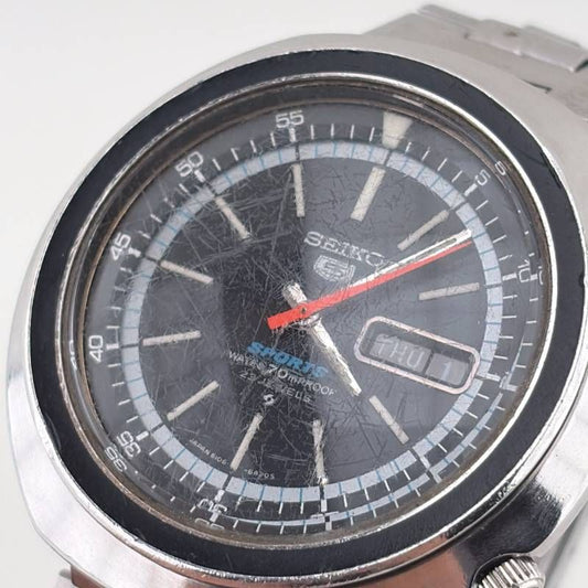 【希少・ヴィンテージ・訳あり】SEIKO セイコー/セイコー5 UFOケース 6106-6430/自動巻き/ステンレス/シルバー・ブラック