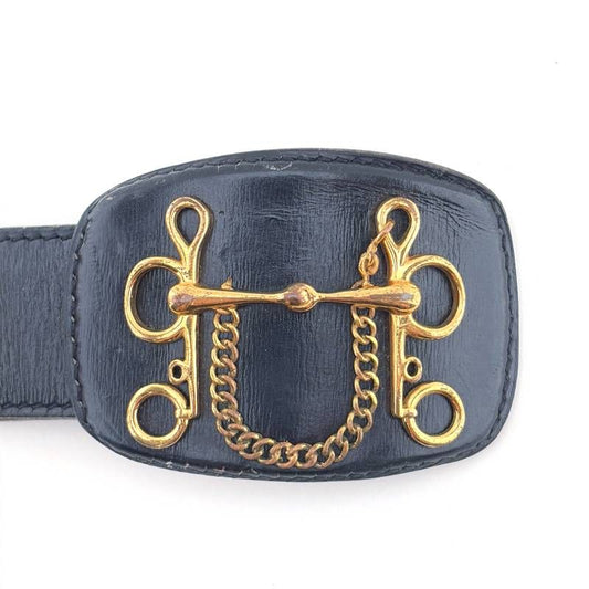 【希少・ヴィンテージ】HERMES エルメス/ホースビット 馬具 レザー ベルト/GP・レザー/ゴールド・ブラック