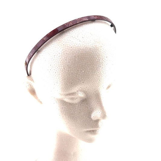 【美品】ALEXANDRE DE PARIS アレクサンドルドゥパリ/パイソン柄 カラーストーン カチューシャ/アセテート・カラーストーン/ワインレッド・ピンク