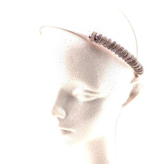 【美品】ALEXANDRE ZOUARI アレクサンドルズアリ/ツイスト スエード パール カラーストーン カチューシャ/アセテート・レザー・カラーストーン/ピンク