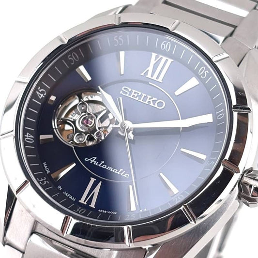 【美品・ケース・取説・保証書(無効)付き】SEIKO セイコー/セイコー プレザージュ オープンハート SARY053 4R38-00F0/自動巻き/ステンレス/シルバー・ダークブルー