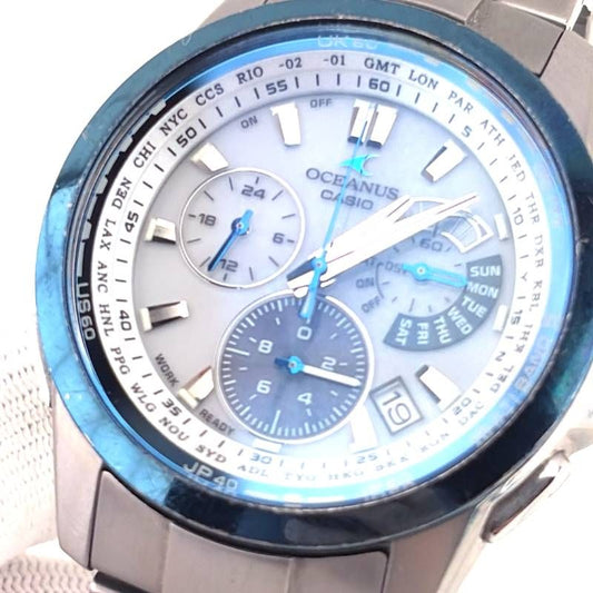 【箱・ケース・コマ・取説付き】CASIO カシオ/オシアナス OCW-M700/ソーラークォーツ/チタン/ダークシルバー・ホワイト・ブルー