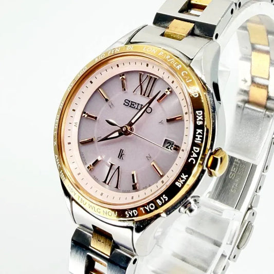 【美品】SEIKO セイコー/ルキア 1B25-0AH0/ソーラークォーツ/SS/シルバー・ゴールド・ピンク
